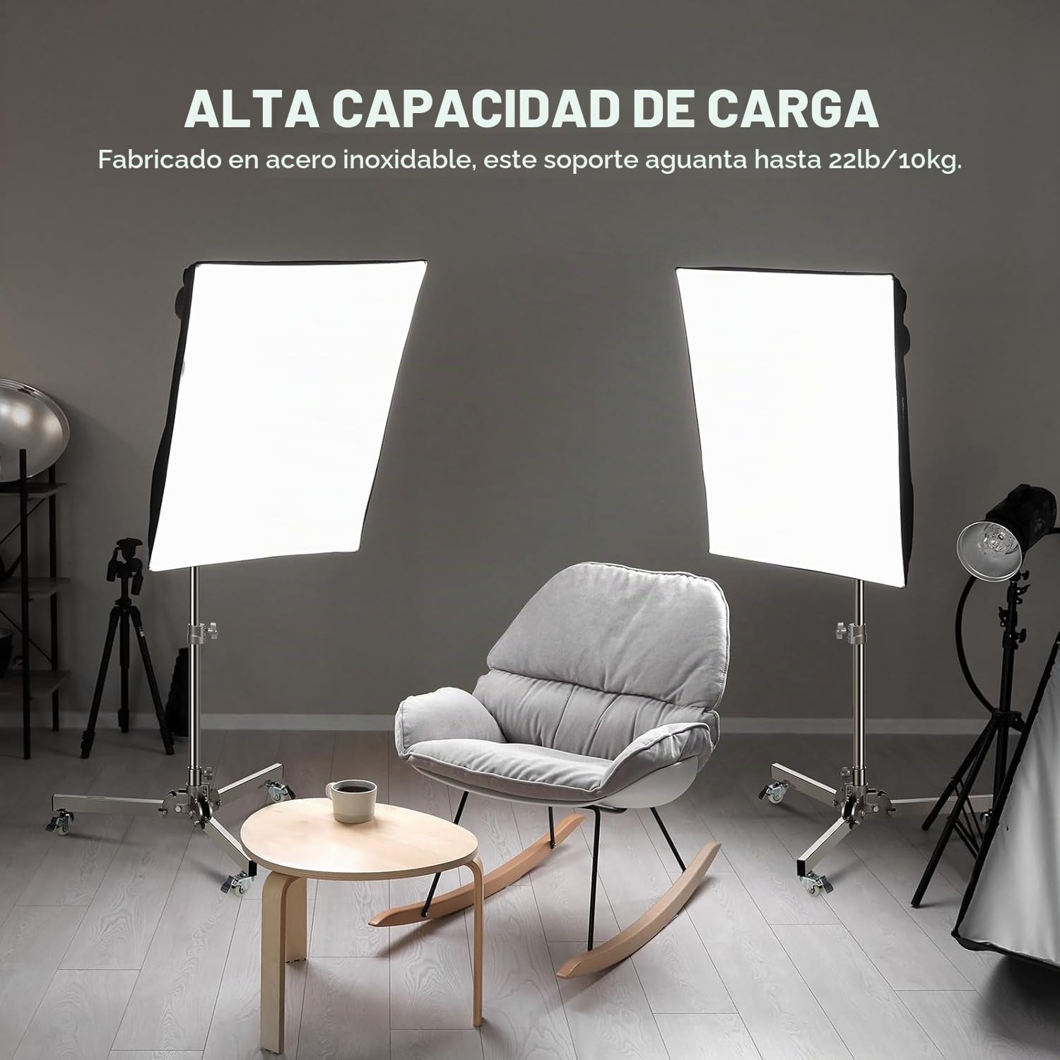 NEEWER Soporte de Luz Alta Resistencia con Ruedas, Altura Máx 3.2ft/98cm, Acero Inoxidable Plegable Trípode Ajustable, Soporte Luz Fotografía para Speedlight Softbox Monoluz, Carga Máx 22lb, ST98SS