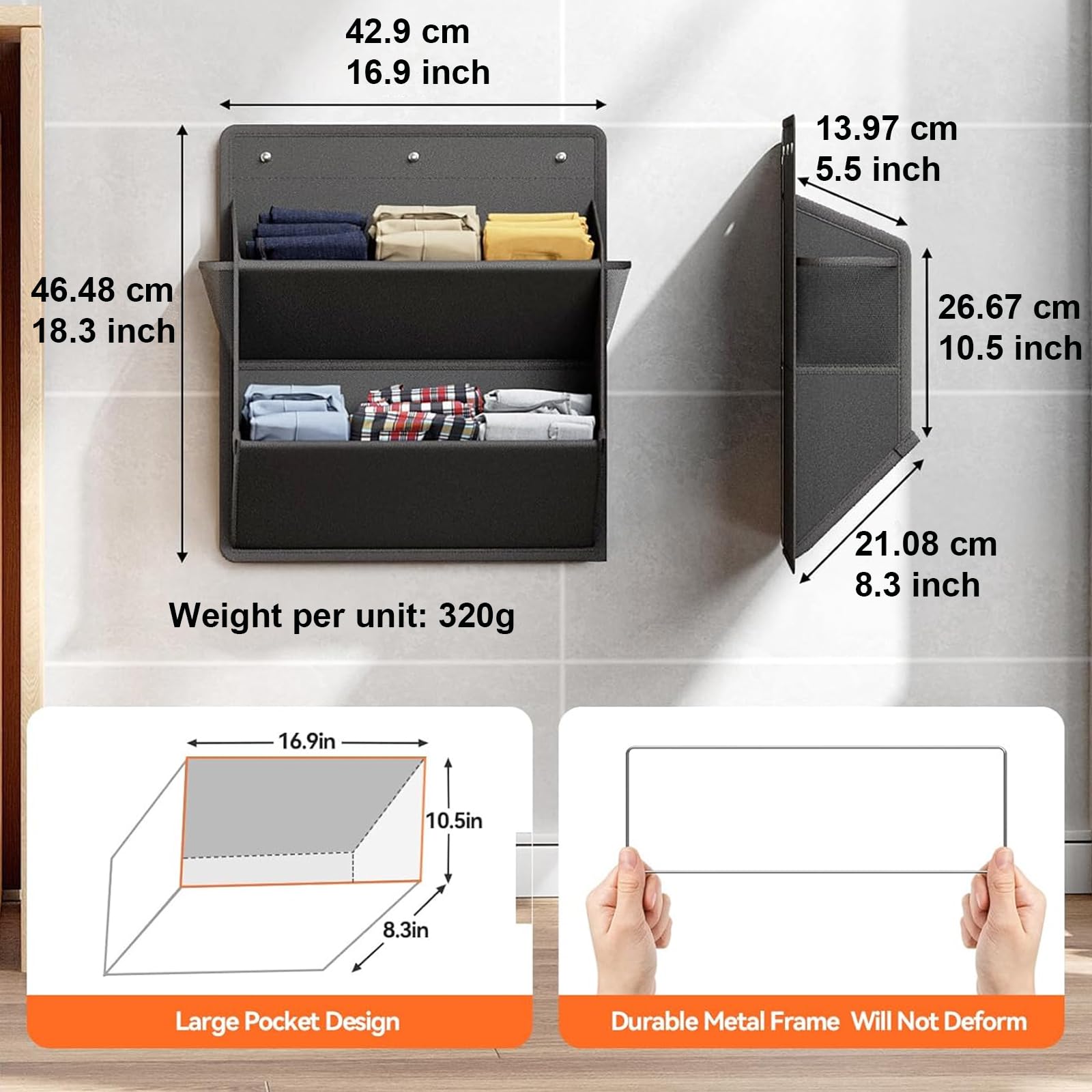 Paquete de 2 zapateros de montaje en pared para caravana con bolsillos profundos, almacenamiento adhesivo para colgar para acampar sobre la puerta, soporte para zapatos para cámper, caravana, montado