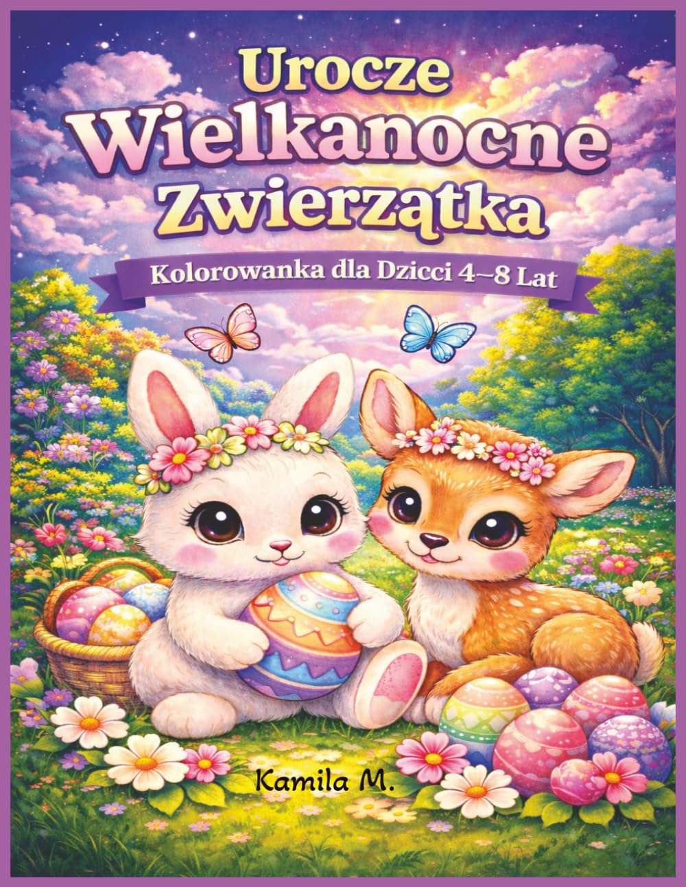 Urocze Wielkanocne Zwierzątka: Kolorowanka dla dzieci 4-8 lat / Kreatywna zabawa i świąteczne zwierzątka do kolorowania