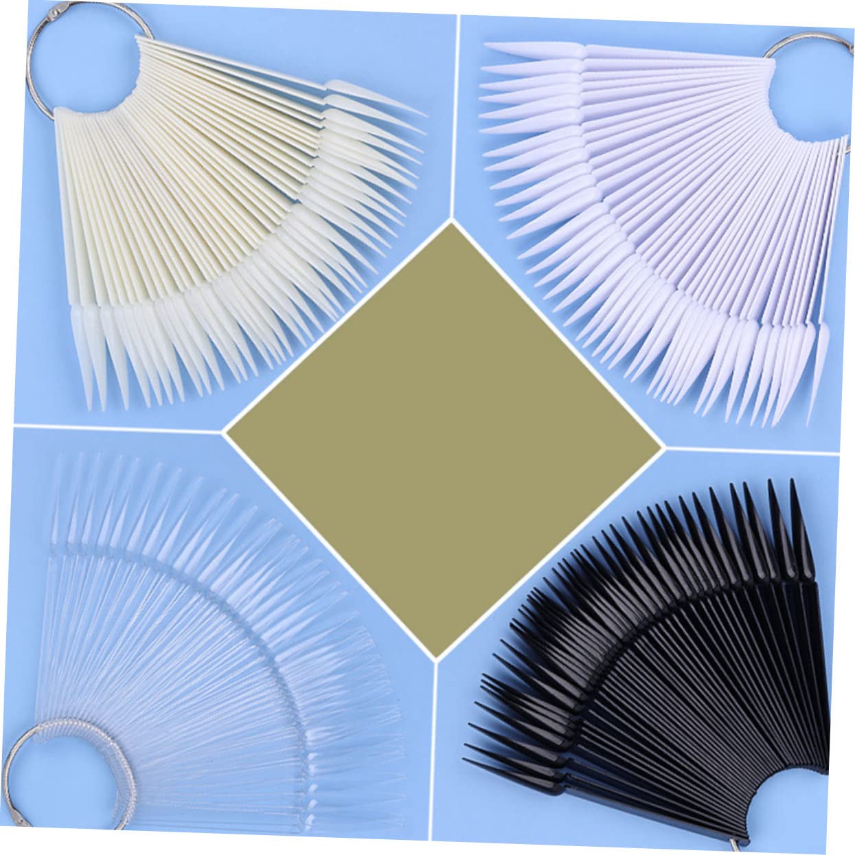 Ipetboom 40-Piece Nail Tips Palette Set Ring Fan-Shaped Nail Display Cards for Practice for Manicure Enthusiasts and Home Salon Use
