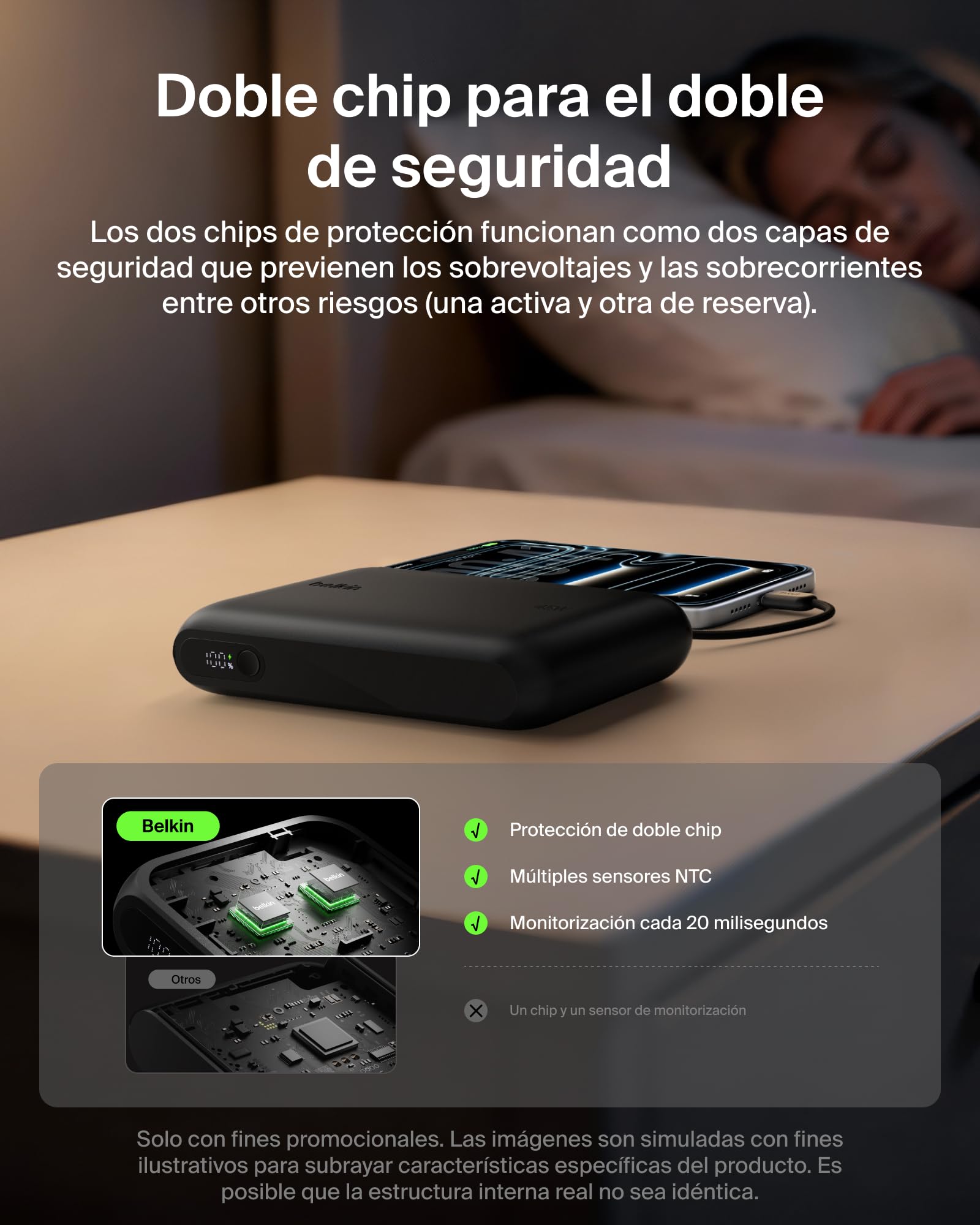 Belkin UltraCharge Batería Externa 20000mAh Cable USB-C y Pantalla - Negro | Power Bank de 20000 mAh, 1 Puerto y 1 Cable USB-C y 1 puerto USB-A, 45 W, LED, Apta como Equipaje de Mano y con Pantalla