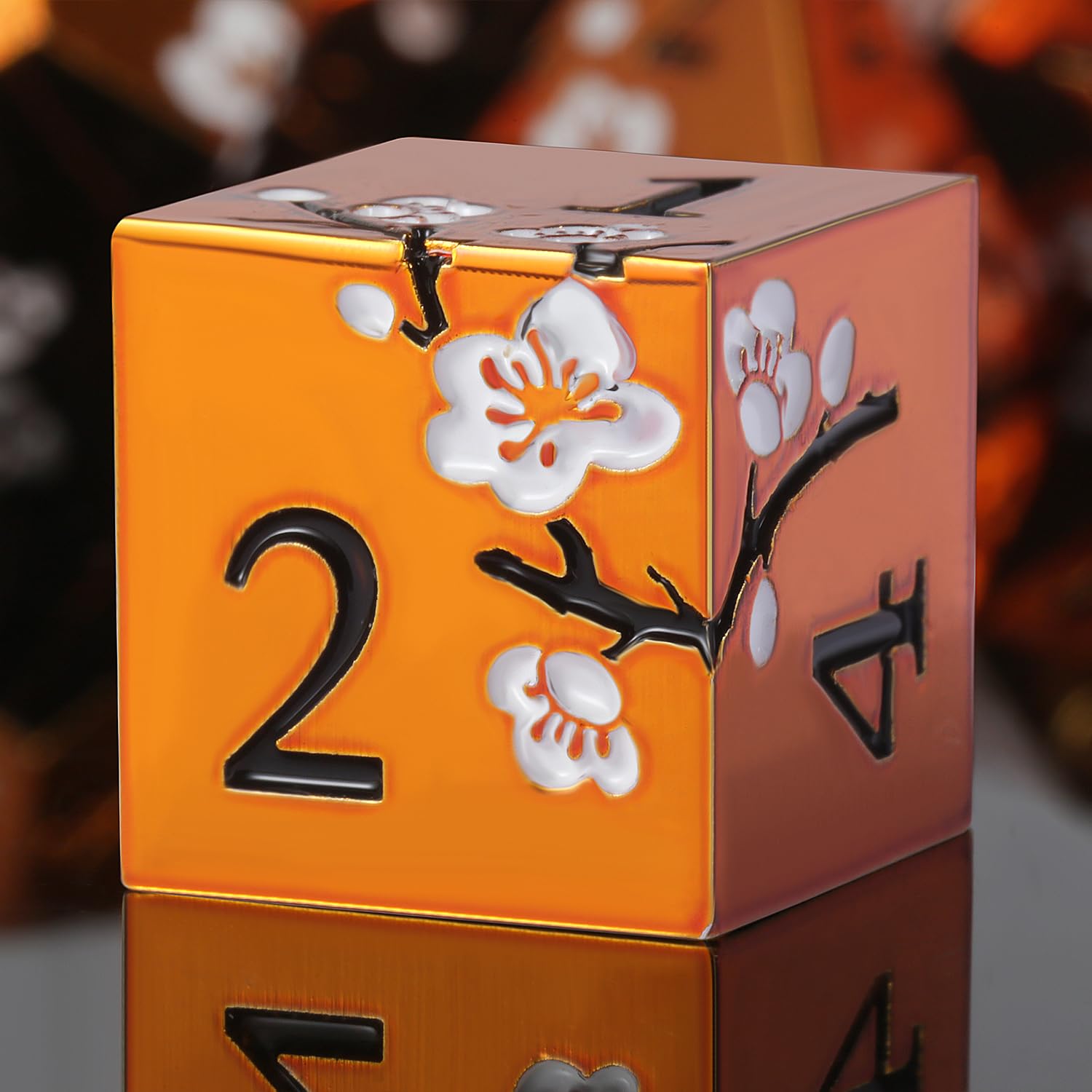 Orange Metal Dice D&D