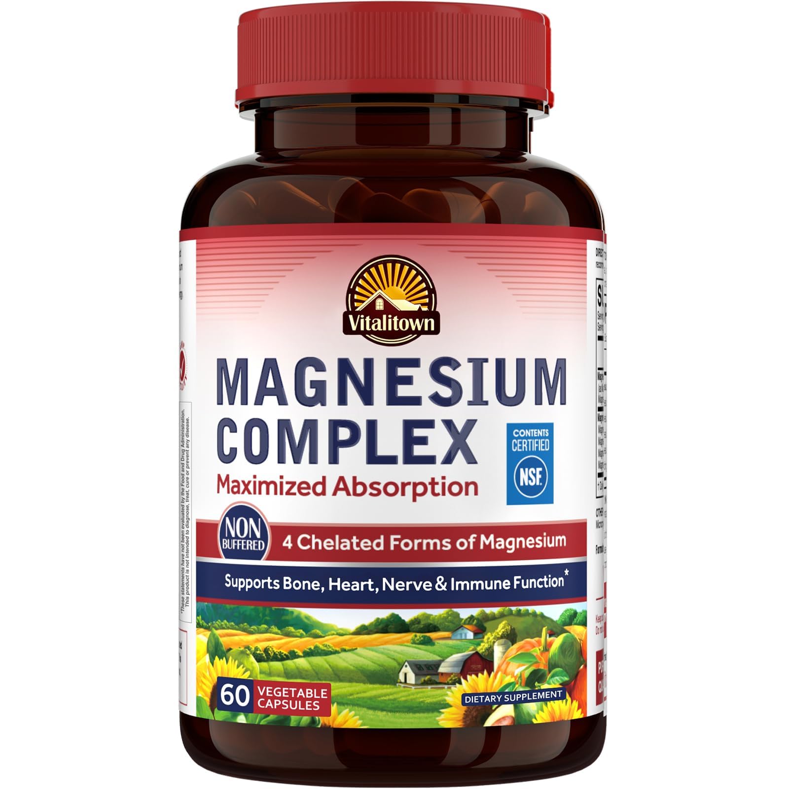 Vitalitown Magnesium Complex Supplement 500mg – NSF Certified, 60 Capsules 60 Count (Pack of 1)