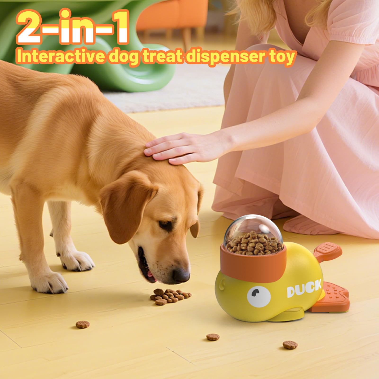 Juguete Interactivo para Perros y Gatos Duck Dog Treat Dispenser Alimentador Lento para Perro Perros Apto para Cualquier Raza Puzzle Perros De Regalo