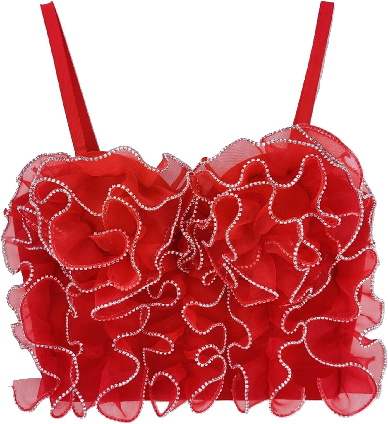Women's lace Trim Rhinestone Corset Bustier Crop Tops Clubwear Party Push up Bra Halter Bralette