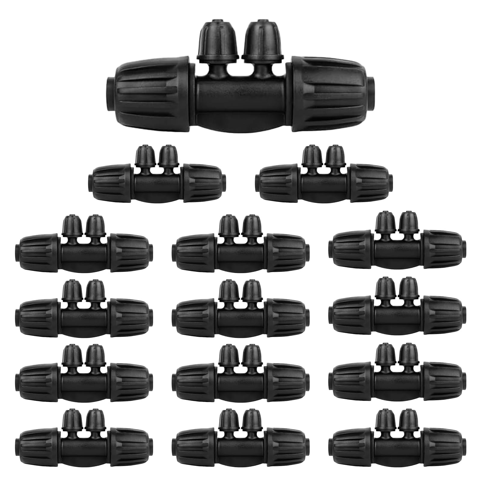Wzzy Gurden Pack of 15 1/2 inch to 1/4 inch drip Irrigation Fittings, drip line 1/2 inch (1/2 inch ID x 0.6-0.65 inch OD) to 1/4 inch Reduction tee Adapter drip Hose with Barb Lock Nuts