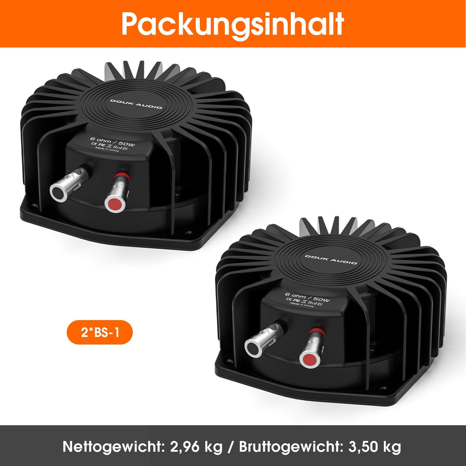 Douk Audio BS-1 Bass Shaker: 50W Hochleistungs Buttkicker – Taktiler Wandler – Subwoofer Tieftöne für Heimkino, Car Audio und Gaming Stuhl Vibrationsimmersion (1 Paar)