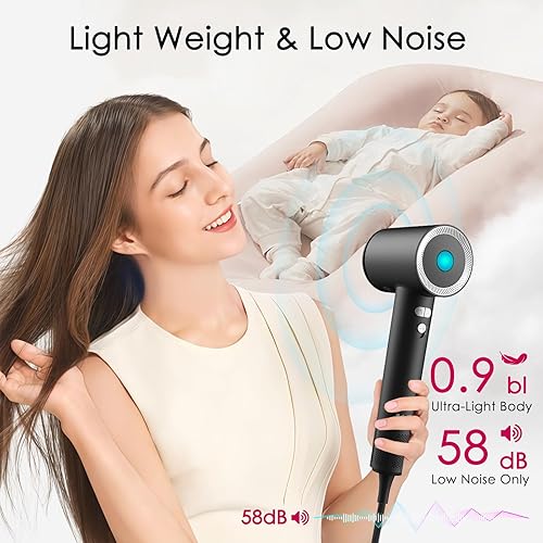 Miniatura 6 de Secador de pelo profesional Secador de pelo iónico Secador de pelo de alta velocidad con aceite esencial 160000 RPM secado rápido 1500W motor sin