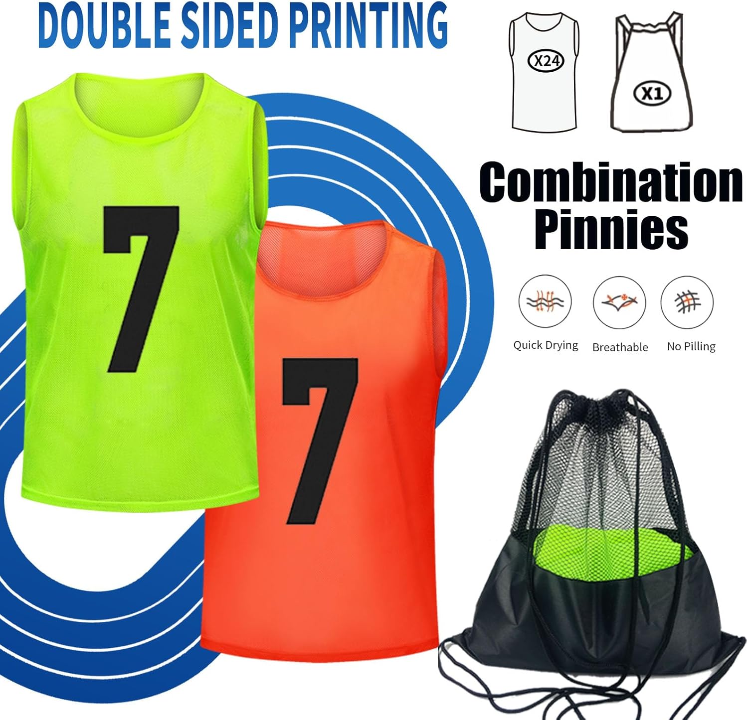 Soccer Pinnies Youth with Numbers Scrimmage Team Practice Vests Pennies Jerseys for Basketball Soccer Football Bibs