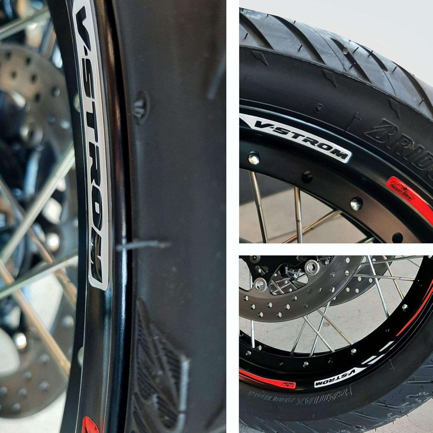 Resin Bike Motorcycle 3D Stickers Compatible with Suzuki V-Strom 1050 XT Orange. 17" and 19" Wheels Protections from Impact and Scratches. Motorcycle Resin Stickers - Made in Italy