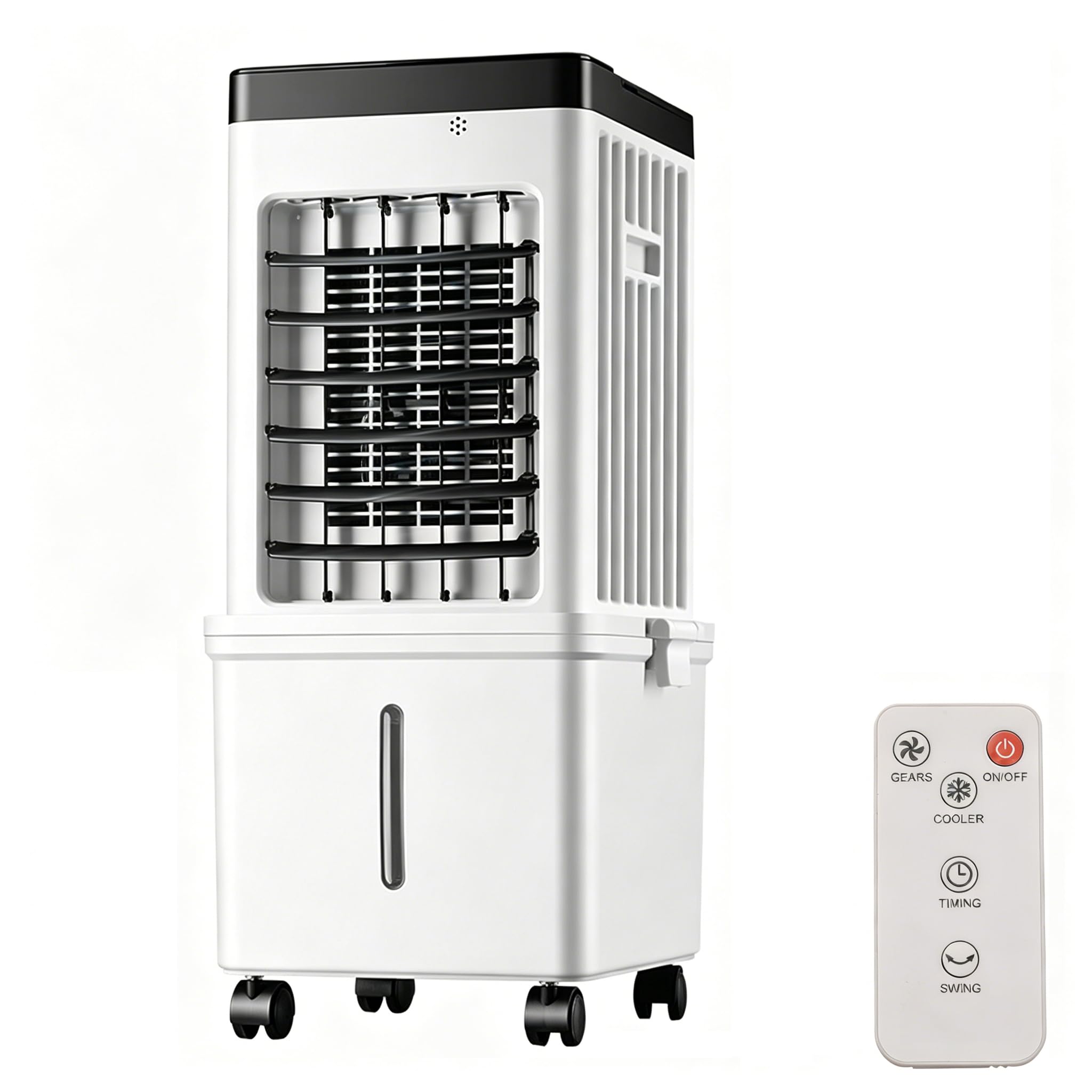 3-IN-1 Portable Evaporative Air Cooler, Remote Control Air Conditioner Fan with 15L Tank, 3 Speeds, 7.5H Timer, 120° Oscillation, Low Energy Cooling Fan for Home Bedroom Office