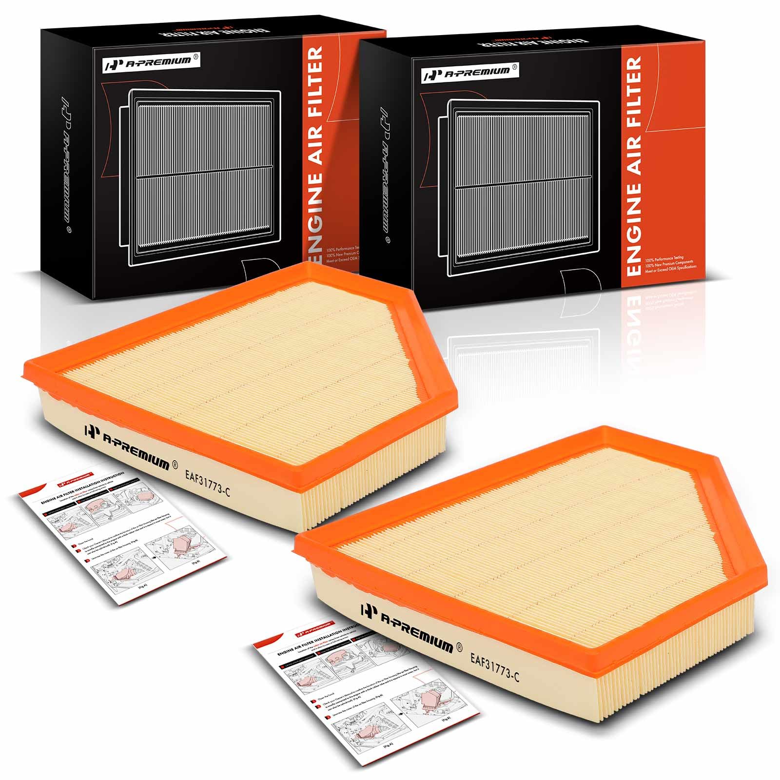 A-Premium 2-PC Engine Air Filter Compatible with BMW 330e 2021-2023, 330e xDrive 2021-2024, 330i/330i xDrive 2019-2024, 330i GT xDrive 2019, Z4 2019-
