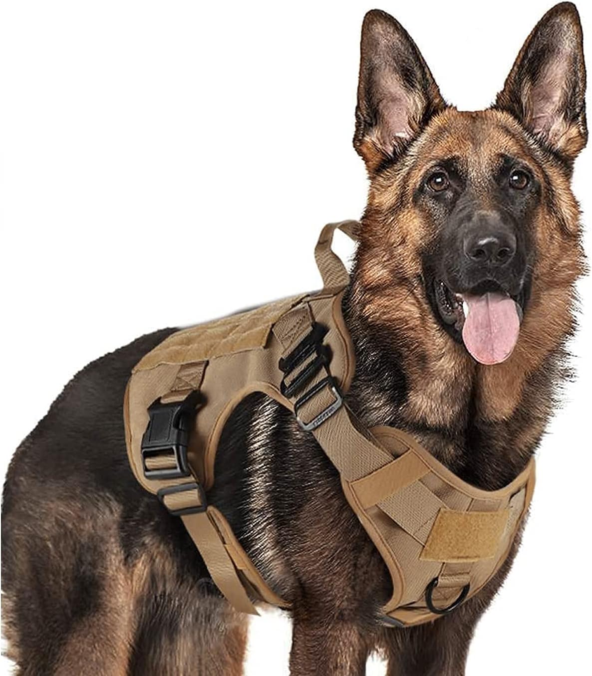 Spring.Rd Tactical Dog Harness Vest with Handle No-Pull Adjustable with Hook Loop for Training Hunting Hiking Walking (Khaki, XL) 9 71Z8wv2FAwL. AC SL1500