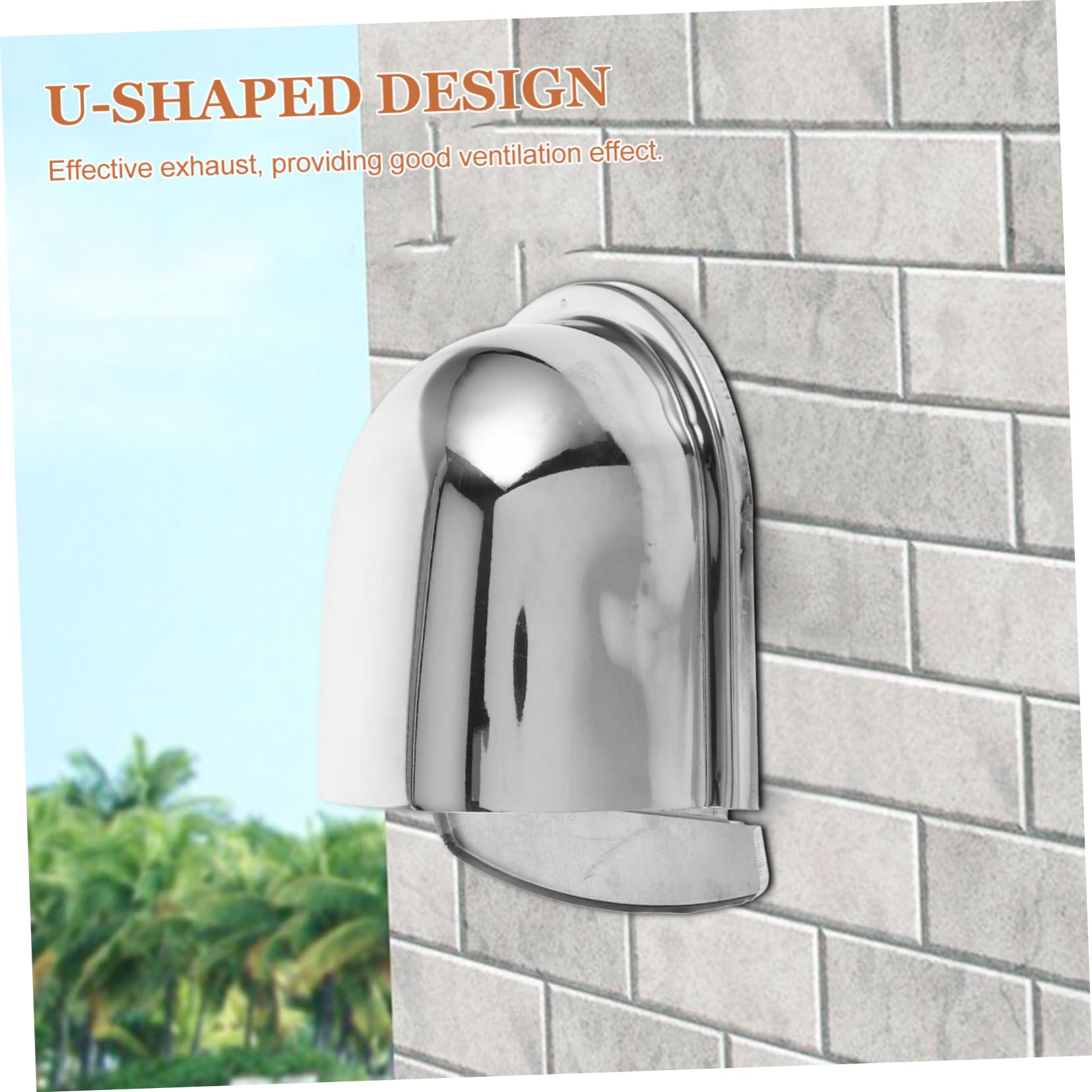 POPETPOP Cubierta Kit de Ventilación Redonda de Ventilación de Acero Inoxidable U-shaped Capucha para Paredes Exteriores para Uso Residencial E Industrial