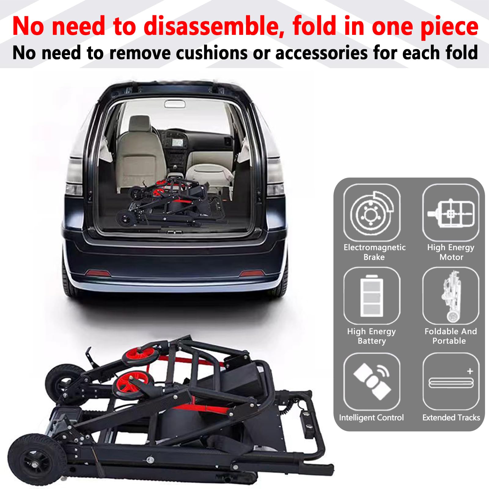 Sedia a rotelle elettrica per salire le scale: ausilio portatile per la mobilità su e giù per le scale, design pieghevole per un facile trasporto