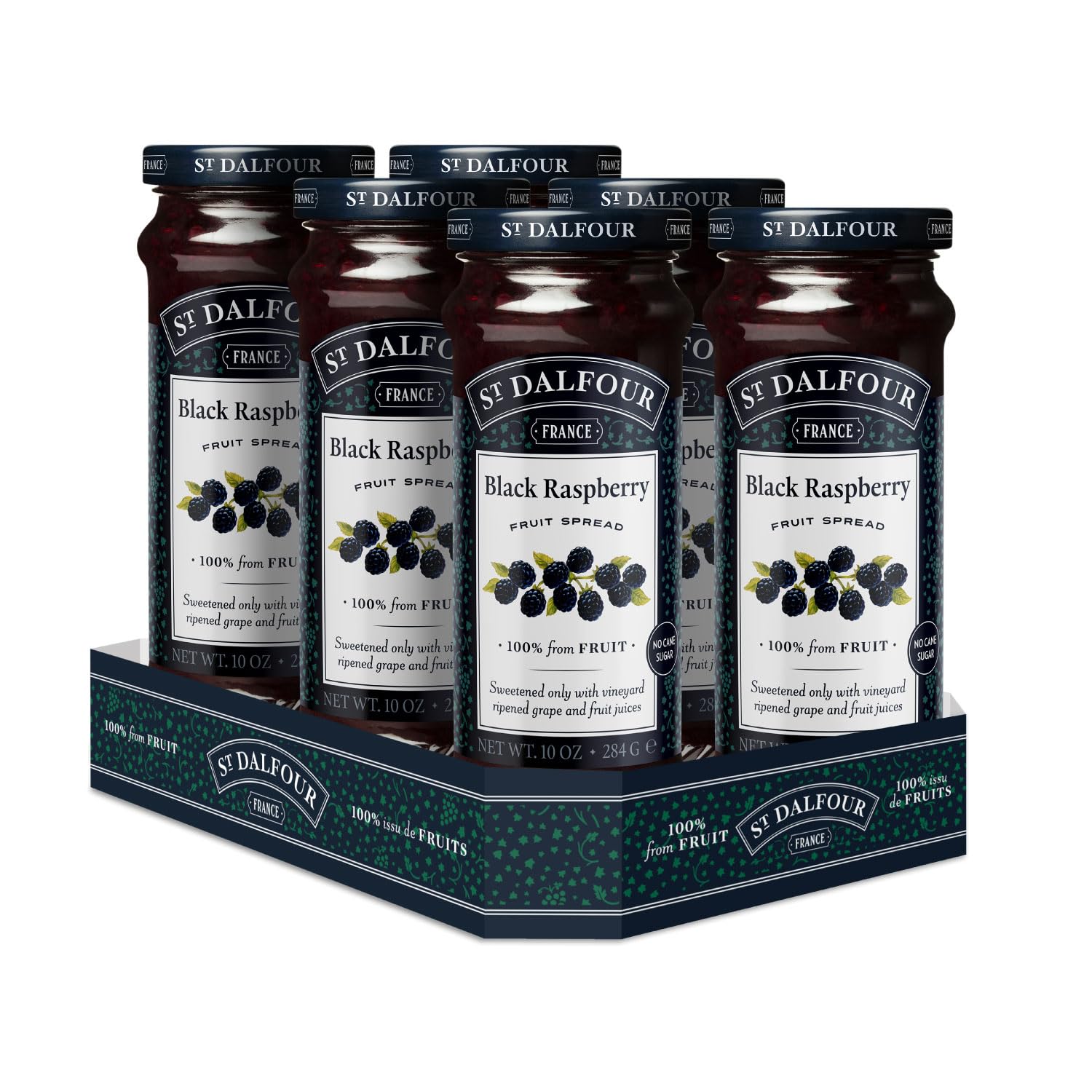 St. Dalfour Black Raspberry Fruit Spread - 10oz - 100% from Fruit, No Artificial Ingredients, Non-GMO, No Cane Sugars, All Natural - Pack of 6