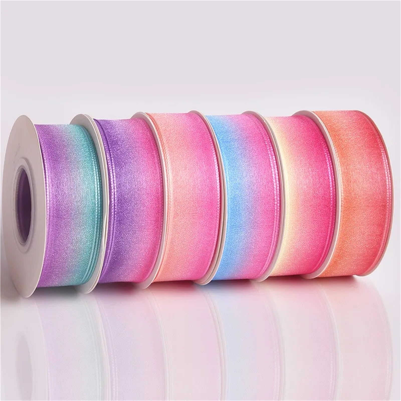 Schleifenband, Organza, Regenbogenfarben, 4,57 m/Rolle, Geschenkband, für Hochzeit, Weihnachten, Geschenkverpackung, Haarschleife, Material (Farbe 1,38 mm)