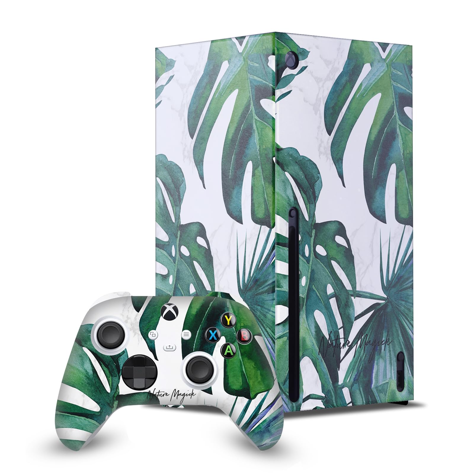 Enveloppement Xbox Series X feuillage vert pour salon design - 8