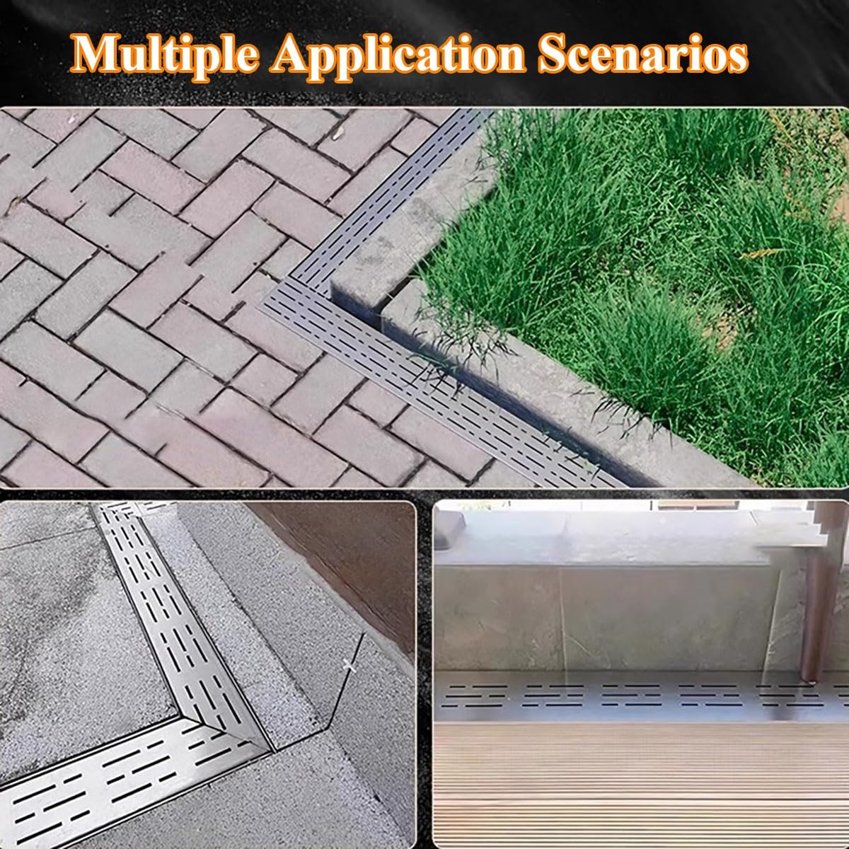 Canaleta de Drenaje de Acero Inoxidable para Exteriores, Sistema de canaletas de Drenaje con Rejilla de Ranura Estrecha para jardín, Patio, Entrada de vehículos, eliminación rápida de Agua/f