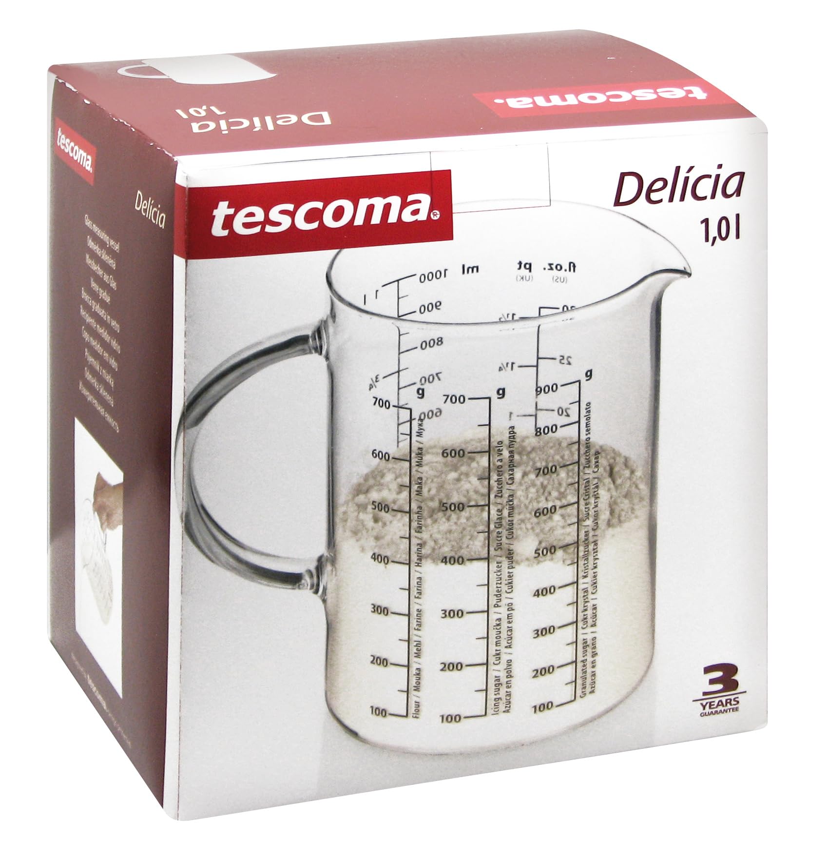 Tescoma 630434 Delicia Brocca in Vetro con Scala Graduata, 1.0 lt