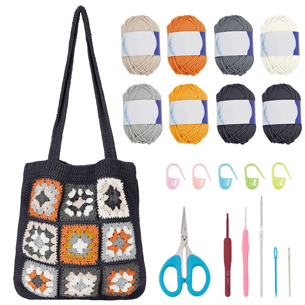 Kit Crochet Débutant Adulte – Sac Bandoulière Carré Grand-mère Fleuri – Tout Inclus Avec Tutoriel Vidéo, Fils & Accessoires