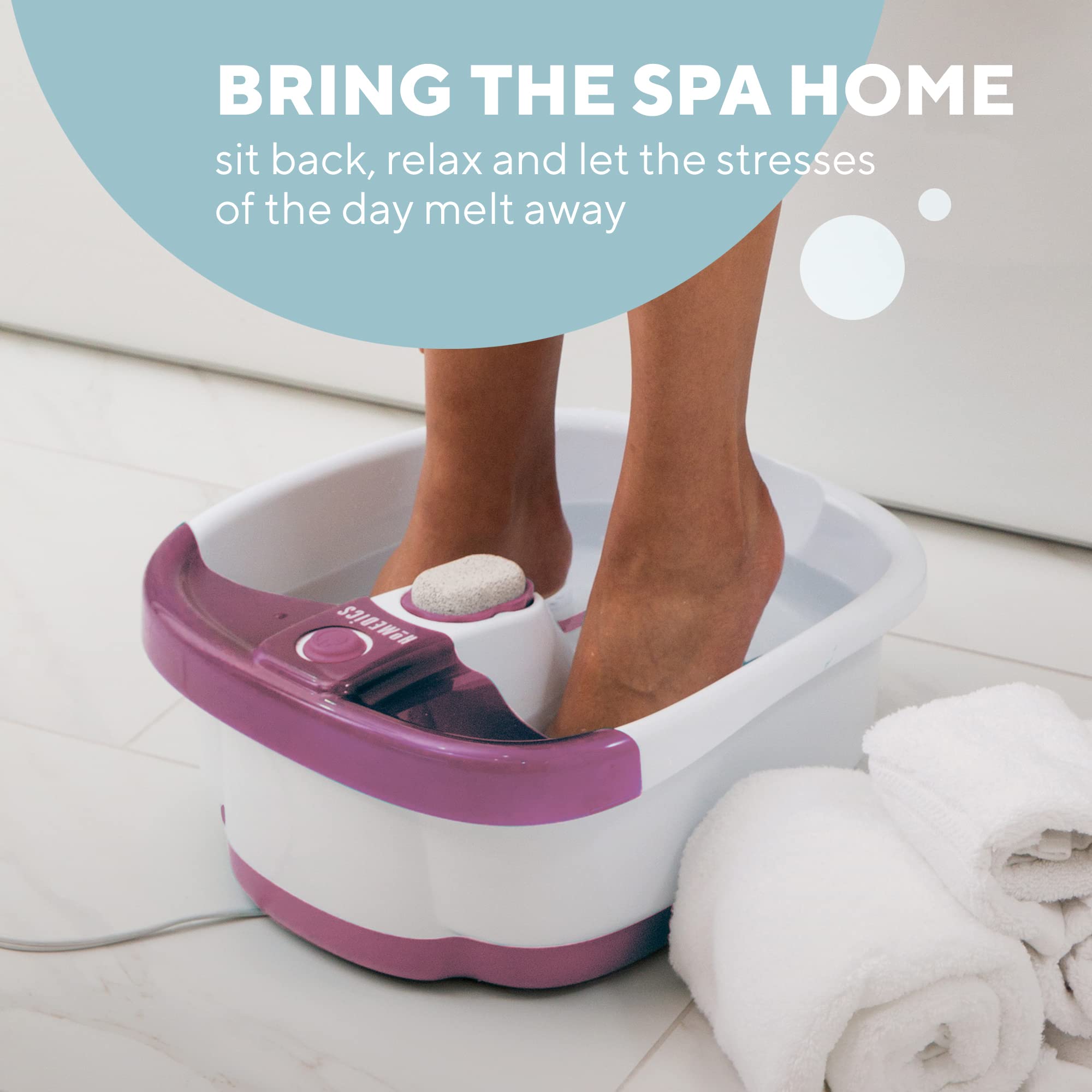 Homedics Massaggiatore Per Piedi Elettrico Con Funzione Calore, Bianco, ‎41 x 13 x 37 cm; 3.11 grammi & Bubble Mate Foot Spa Idromassaggiatore Plantare, Pediluvio Massaggiatore Piedi Elettrico, Bianco