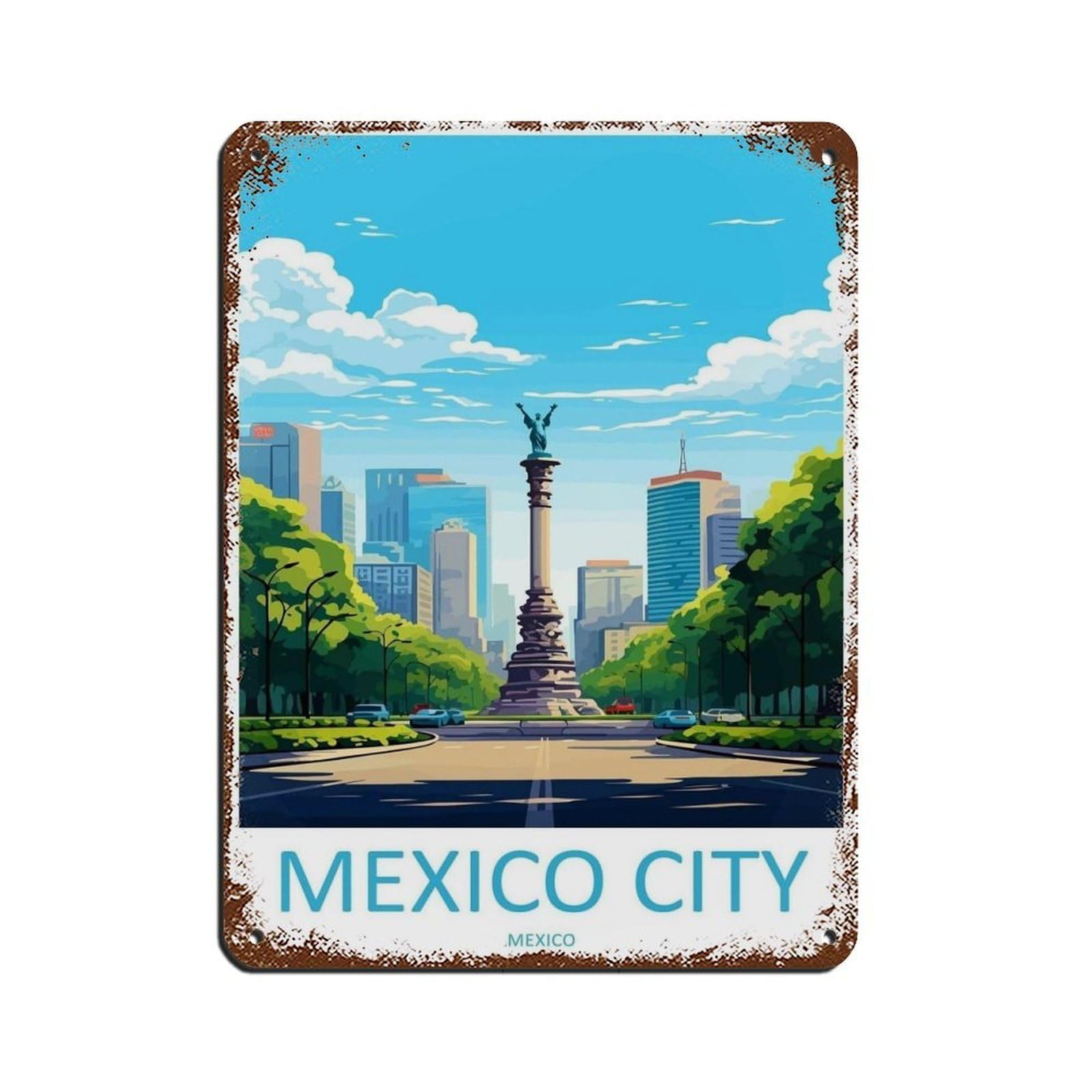 Mexico City Travel Art Poster (93) Tin Sign Vintage Metal Pub Club Cafe Bar Home Wall Art Decoration Poster Retro 12x16inch(30x40cm)