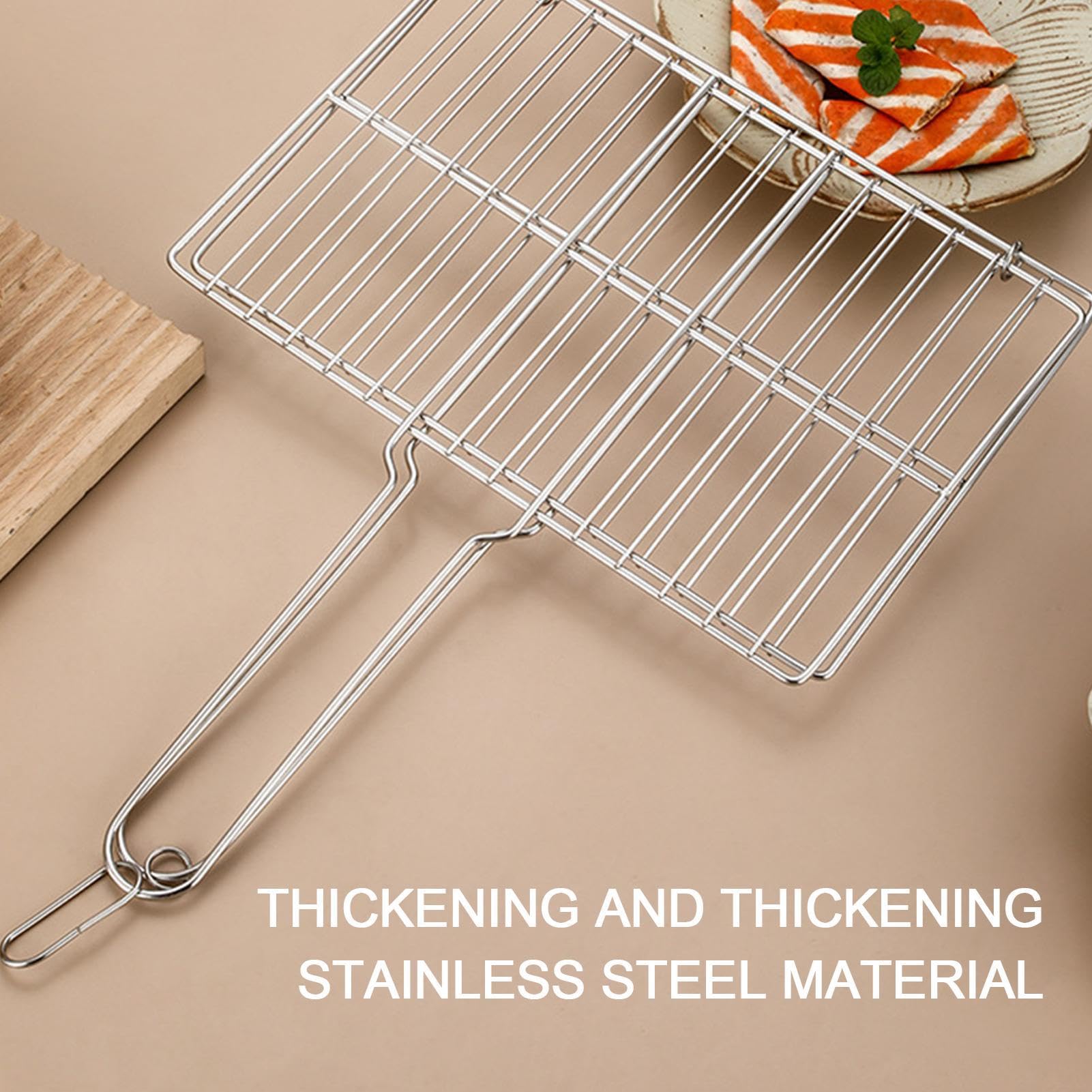 Cesta para barbacoa – Cesta de parrilla de pescado | Cesta plegable | portátil de acero inoxidable para barbacoa | Cesta rectangular ligera para parrilla | Estante de barbacoa para acampar al air