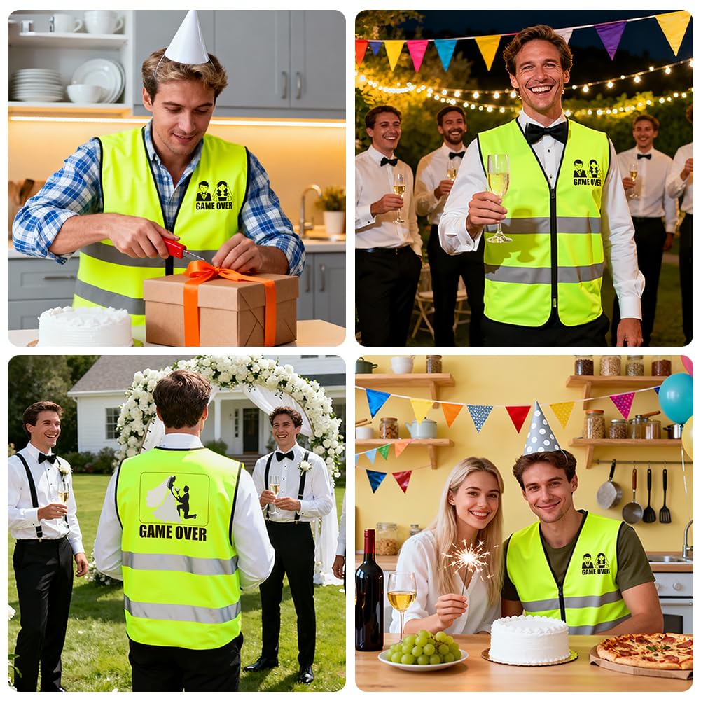 Addio al Celibato, Gilet Riflettente Sposo, Decorazione Giubbotto di Avvertimento, Maglietta Jga, Idea Regalo Divertente per Futuro Sposo Costume Addio al Celibato Uomo