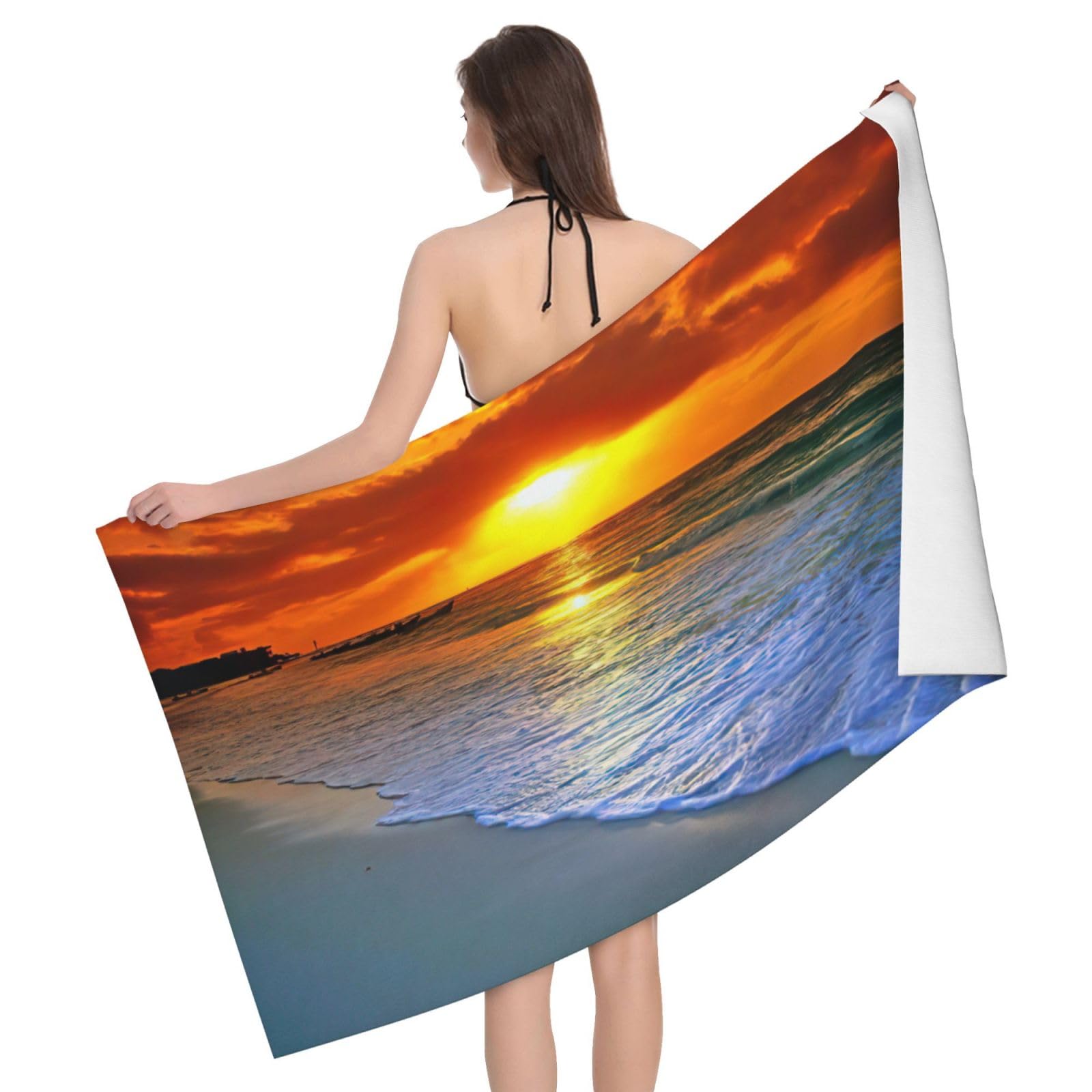Serviette de bain microfibre avec imprimé coucher de soleil pour le sport