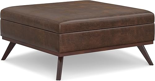 Miniatura 81 de SIMPLIHOME Owen - Bandeja rectangular moderna de mediados de siglo de 34 pulgadas de ancho, otomana pequeña para almacenamiento de mesa auxiliar, en