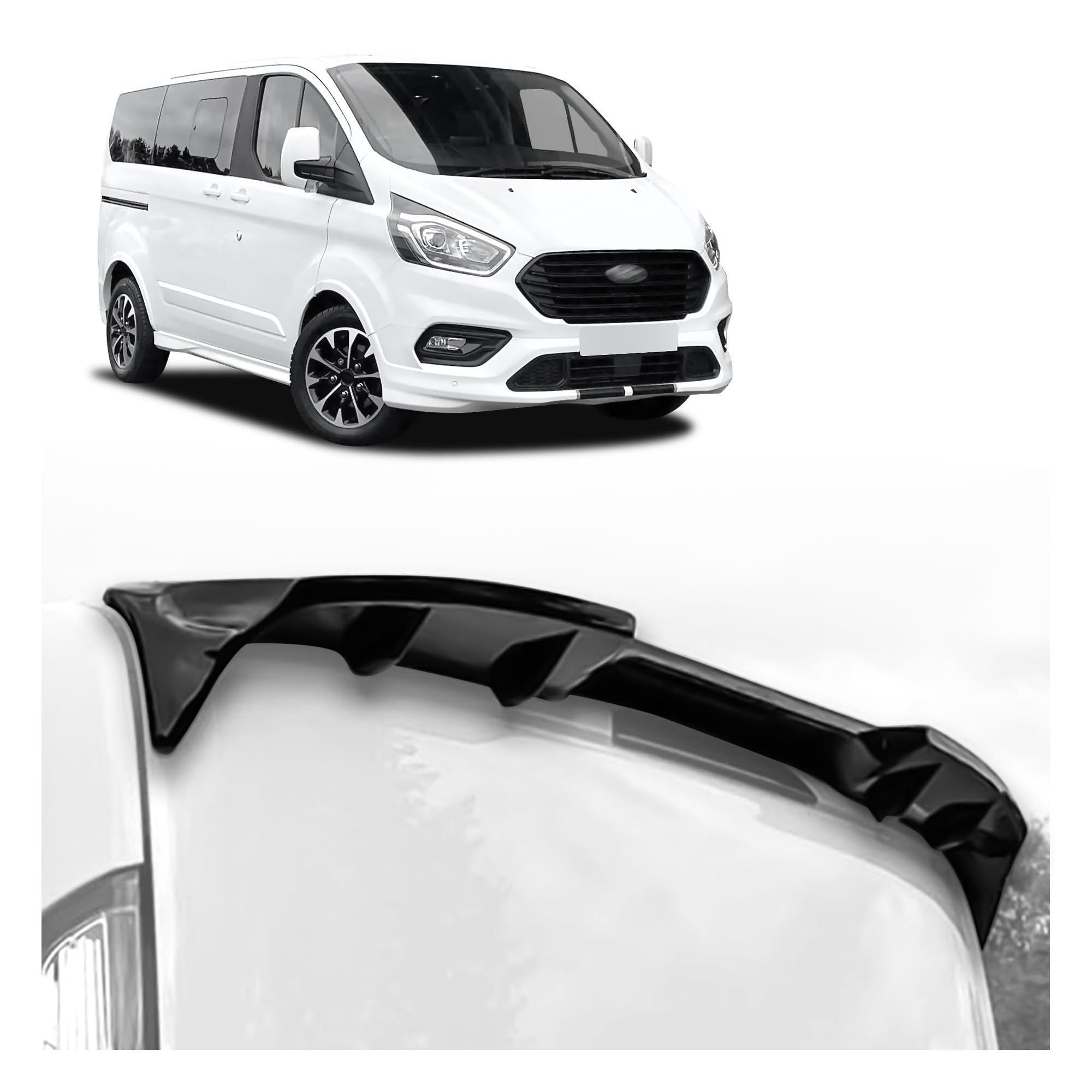 CHROMEMASTER | Alerón Trasero, Spoiler para Techo Compatible con Ford Tourneo Custom 2012-2023; Accesorios de Coche - Spoiler para Coche; Poliuretano; para Pintar; Método de Montaje: Pegamento; Abe