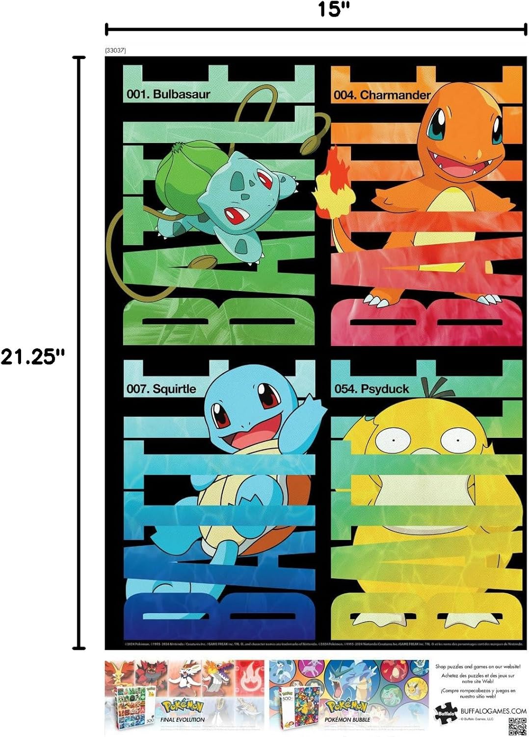 Buffalo Games - Pokémon - Pokemon Battle - 500 Piece Jigsaw Puzzle for Adults - Challenging Puzzle Perfect for Game Nights - Finished Size is 21.25 x 15.00