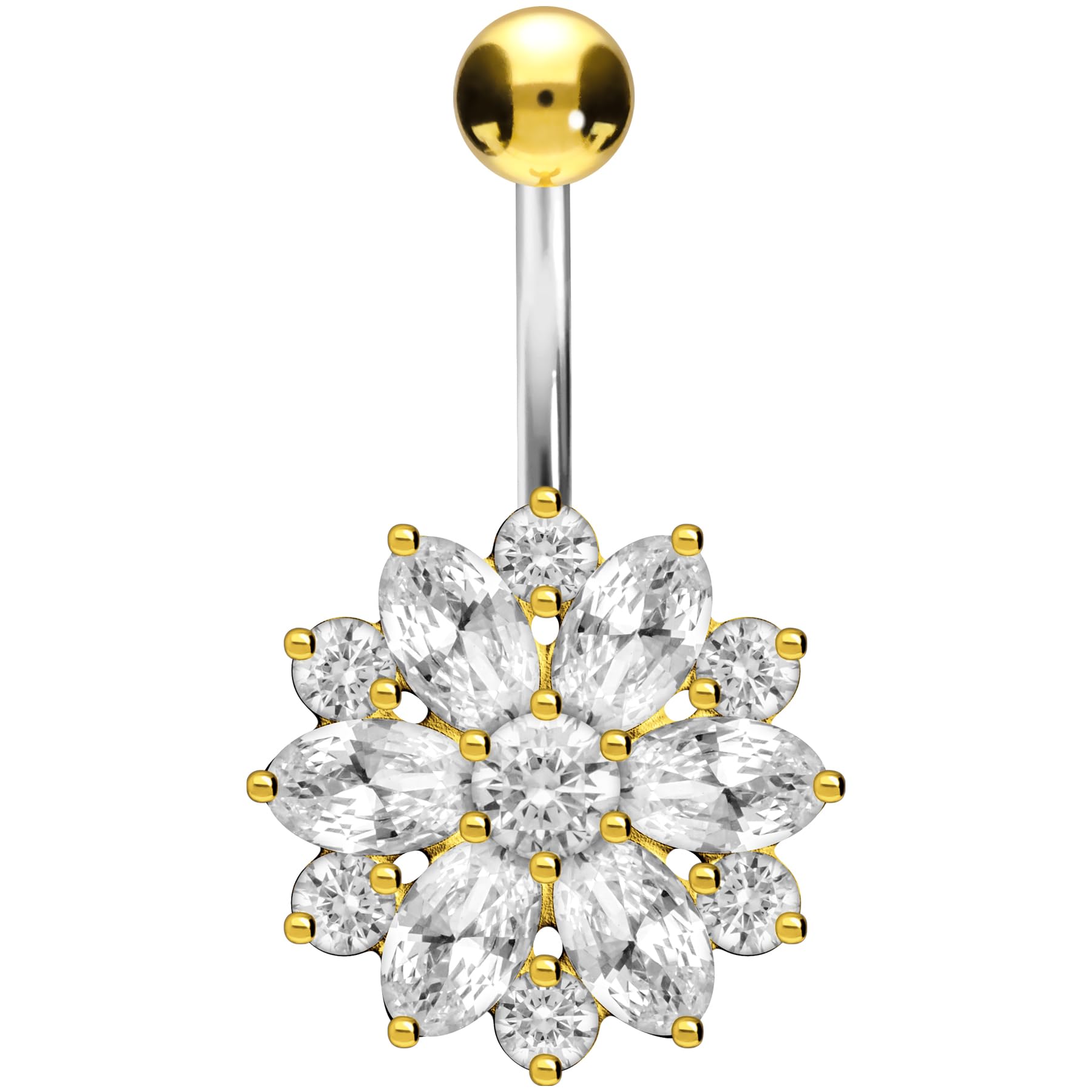 PIERCINGLINE piercing ombligo titanio | flor plata 925 | Piercing Bananabell Plátano | selección de color