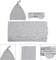 Vista 2 de Botines de algodón con diadema gris y guantes protectores suaves para una envoltura cómoda y un cuidado suave de la piel