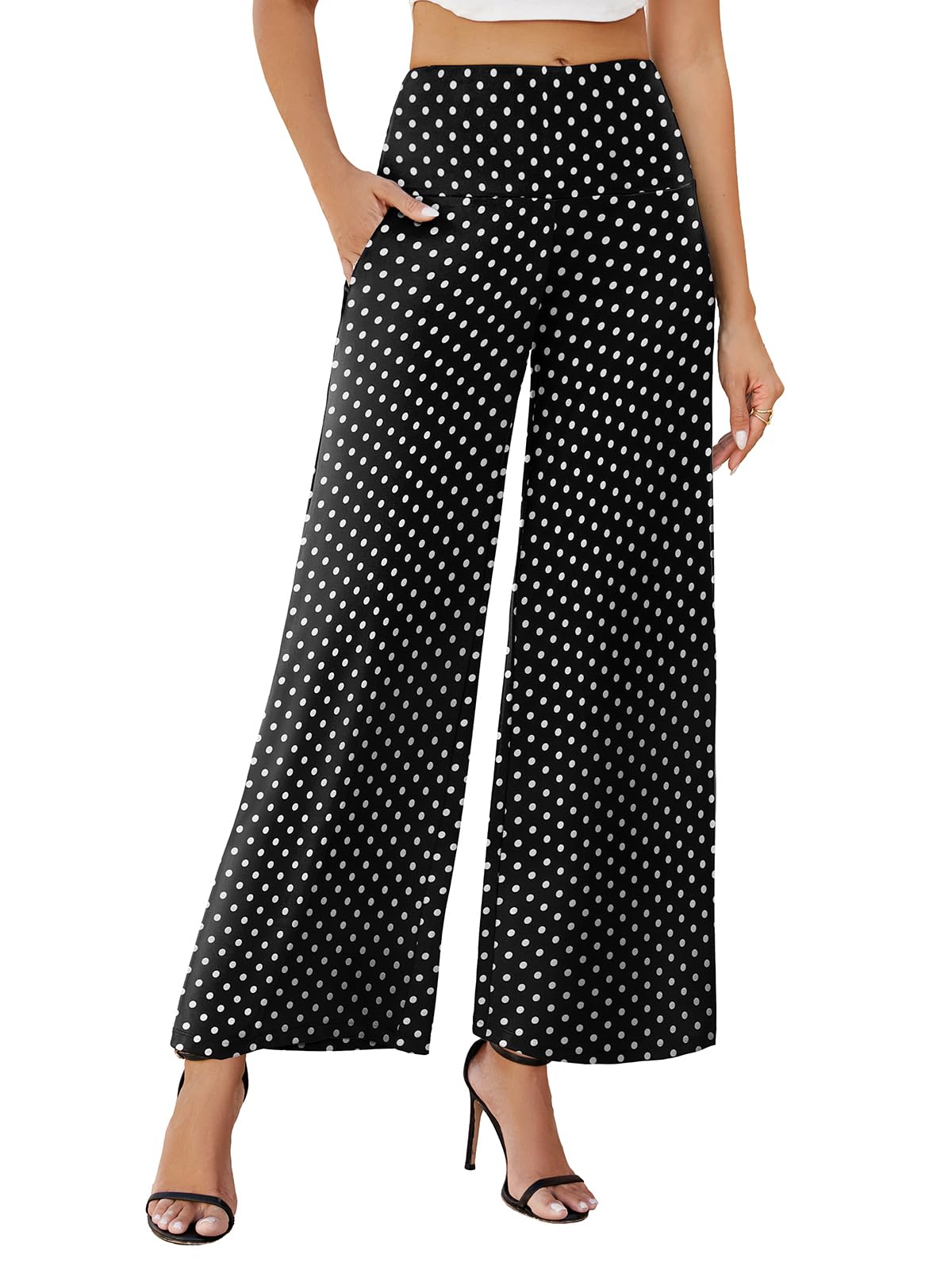 Arolina Womens Stretchy Wide Leg Palazzo Lounge Pants with Pockets Casual Comfy High Waist Palazzo Pants for Women