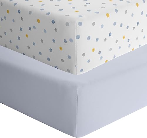 Miniatura 5 de Featherhead Paquete de 2 sábanas bajeras para cuna, 100% algodón, 52 x 28 x 9 pulgadas, para colchón estándar de cuna y niño pequeño (globos de