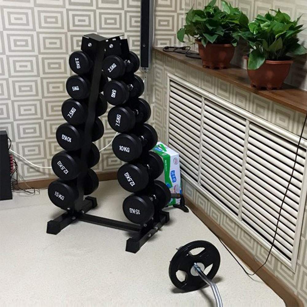 Support d'haltères courts, en acier résistant, capacité de charge de 200 kg, 6 niveaux, noir