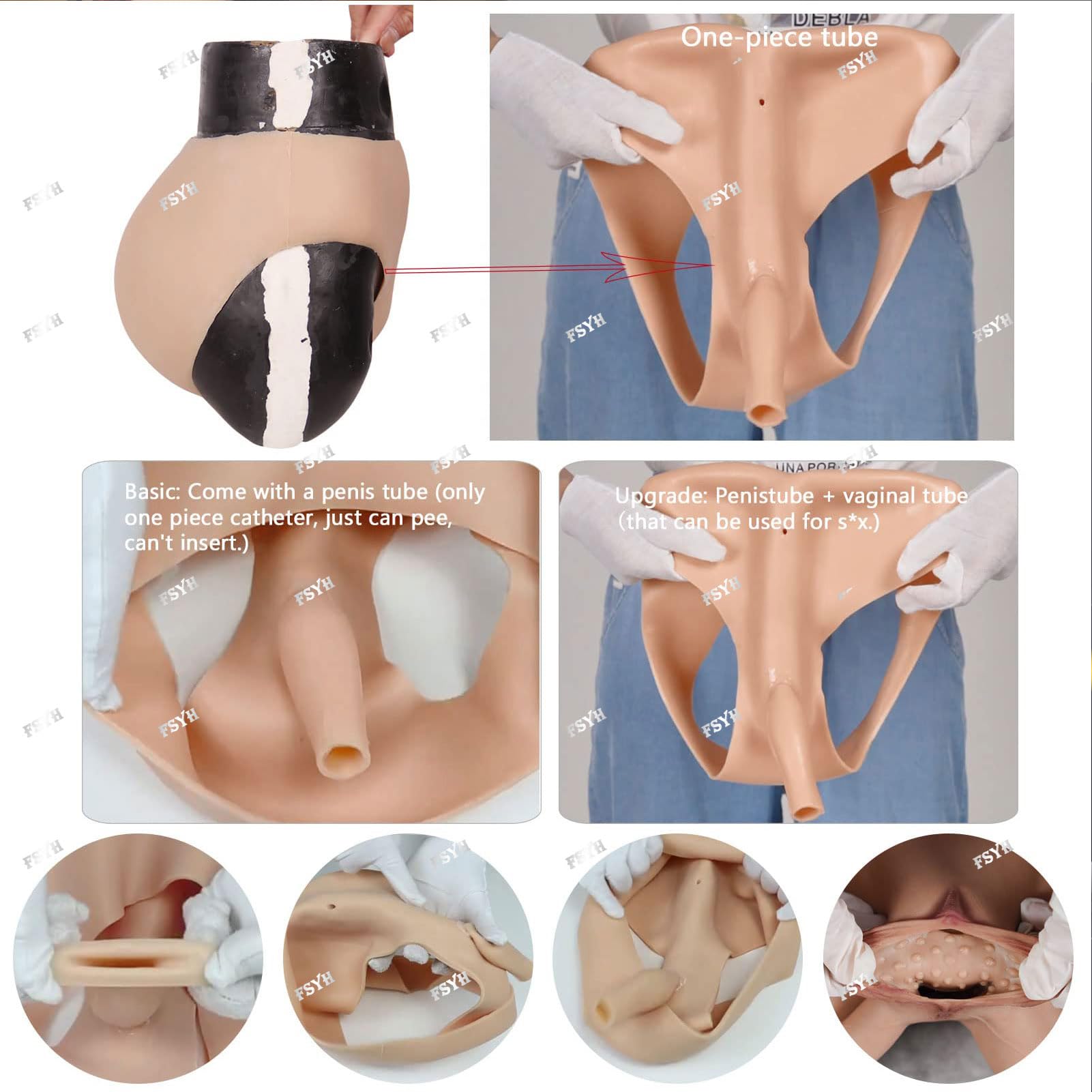 Mutande con Vagina e Glutei Realistici in Silicone, Slip