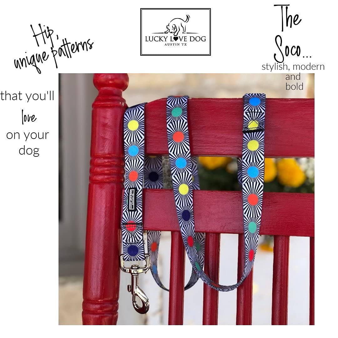 Lucky Love Dog Set aus Halsband und Leine für große Hunde – SOCO, Größe L | Hundehalsband und Leine, Set für große Hunde, passendes, verstellbares Halsband + 1,5 m Leine, einfache Klick-Schnalle