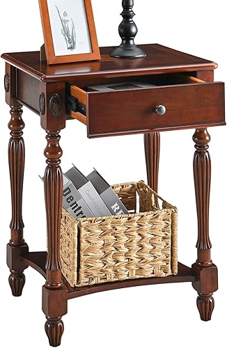 Miniatura 8 de Mesa auxiliar de madera maciza con cajón y estante de almacenamiento, mesa auxiliar tradicional, mesa de teléfono estrecha, mesita de noche, mesa de