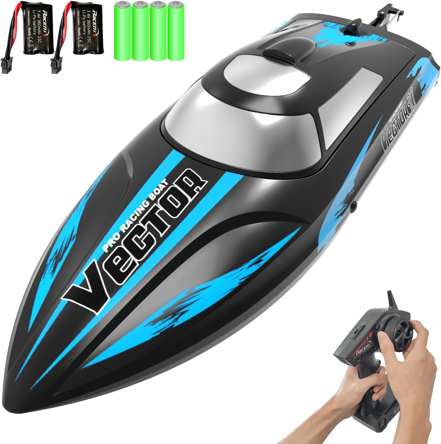 volantexrc RC Boat Remote Control Boat for Pools and Lakes, 20+ mph Self Righting Racing Boats with Rechargeable Battery&Low Battery Alarm for Adults (79503-1)