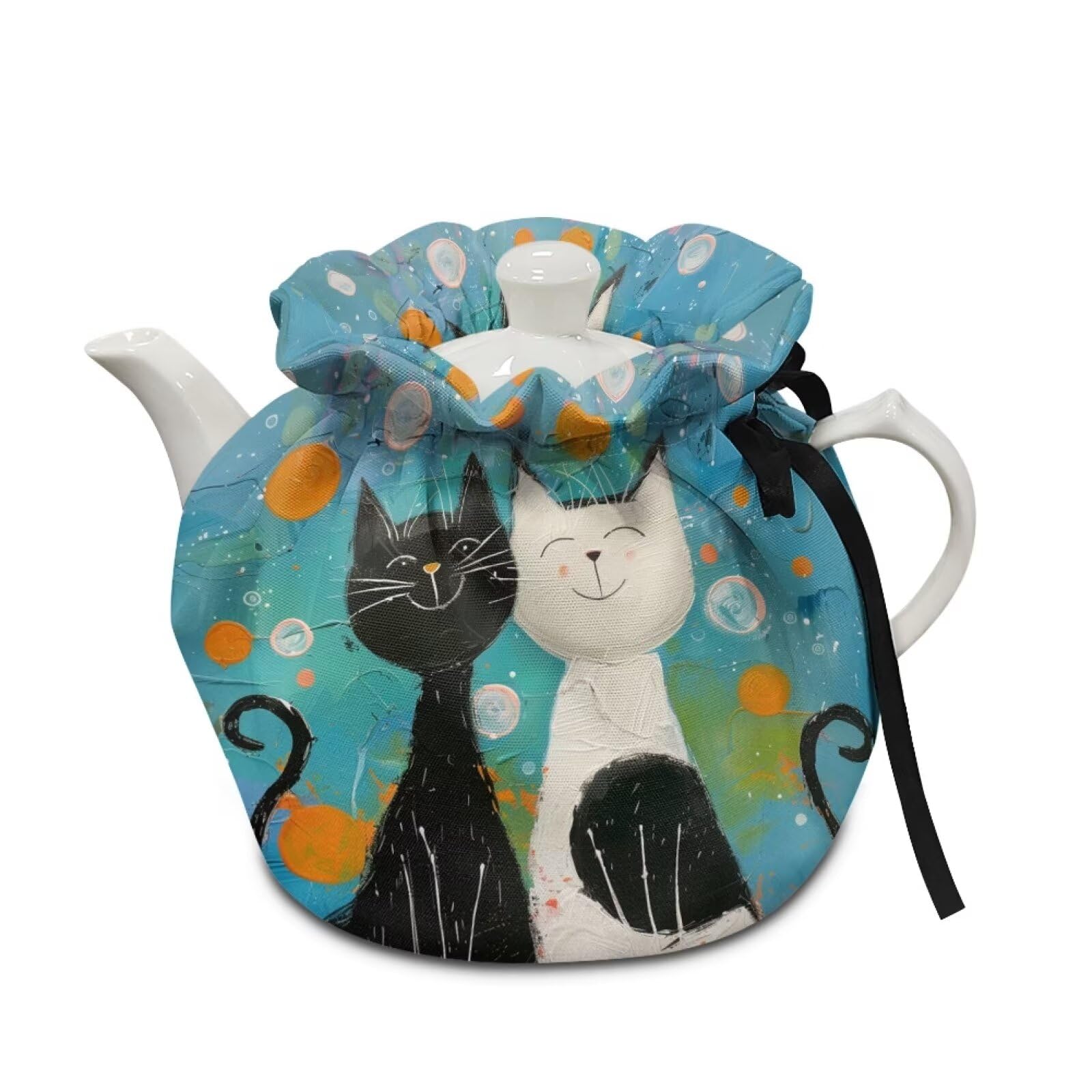 Xoenoiee Cartoon Cats Paint Print Tea Cosy Cover Teapot Warmer Teapot Cover Tea Pot Decor Cover, Tea Cozy for Kitchen Home Tea Pot Tea Kettle Quilt, CZA18