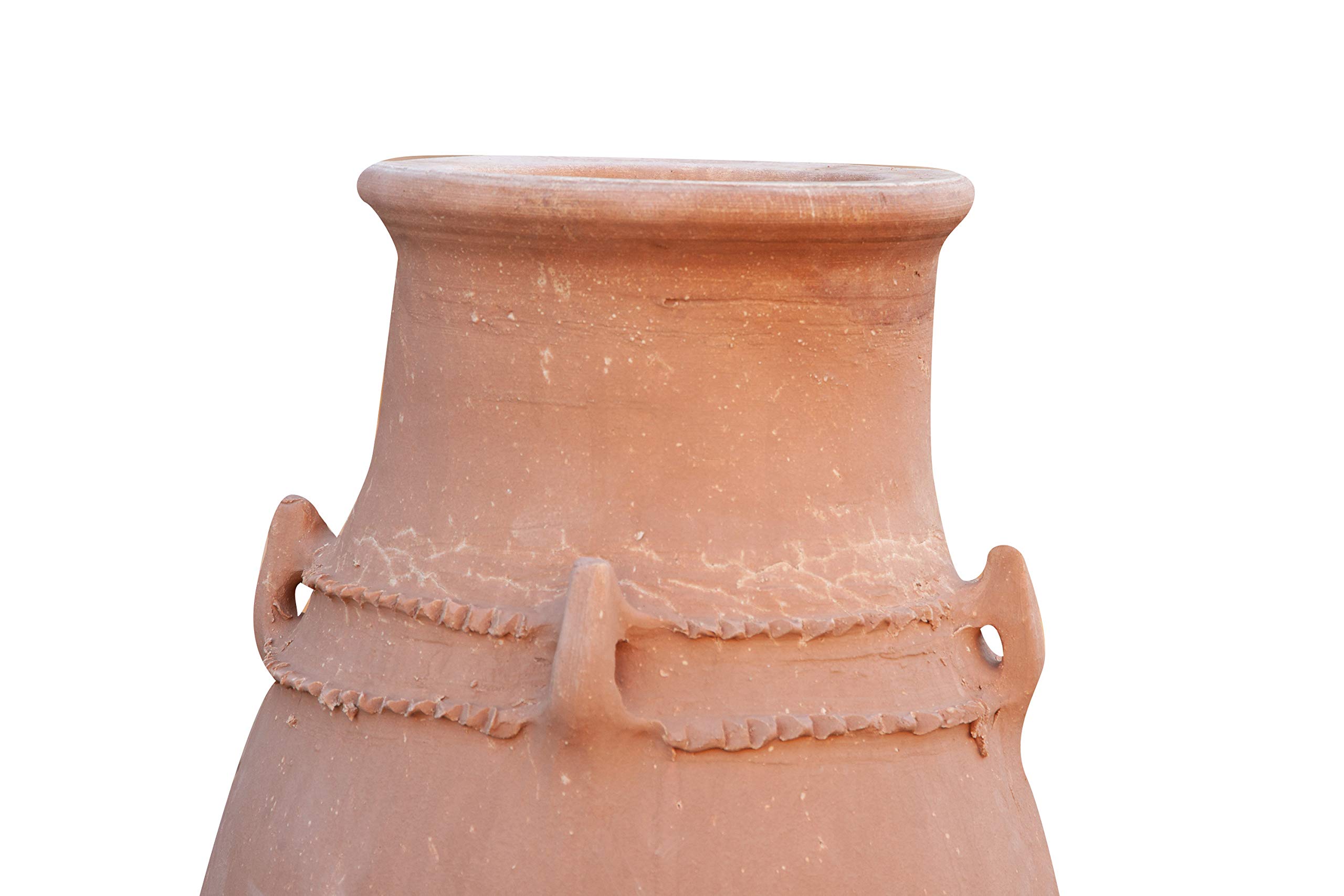 Biscottini Vaso in Terracotta artigianale 60x60x110 - Vaso da Esterno e Interno rotondo - Vasi Decorativi Grandi - Vasi per fiori Esterno - Fioriera per piante Terracotta - Fioriera balcone - Anfora