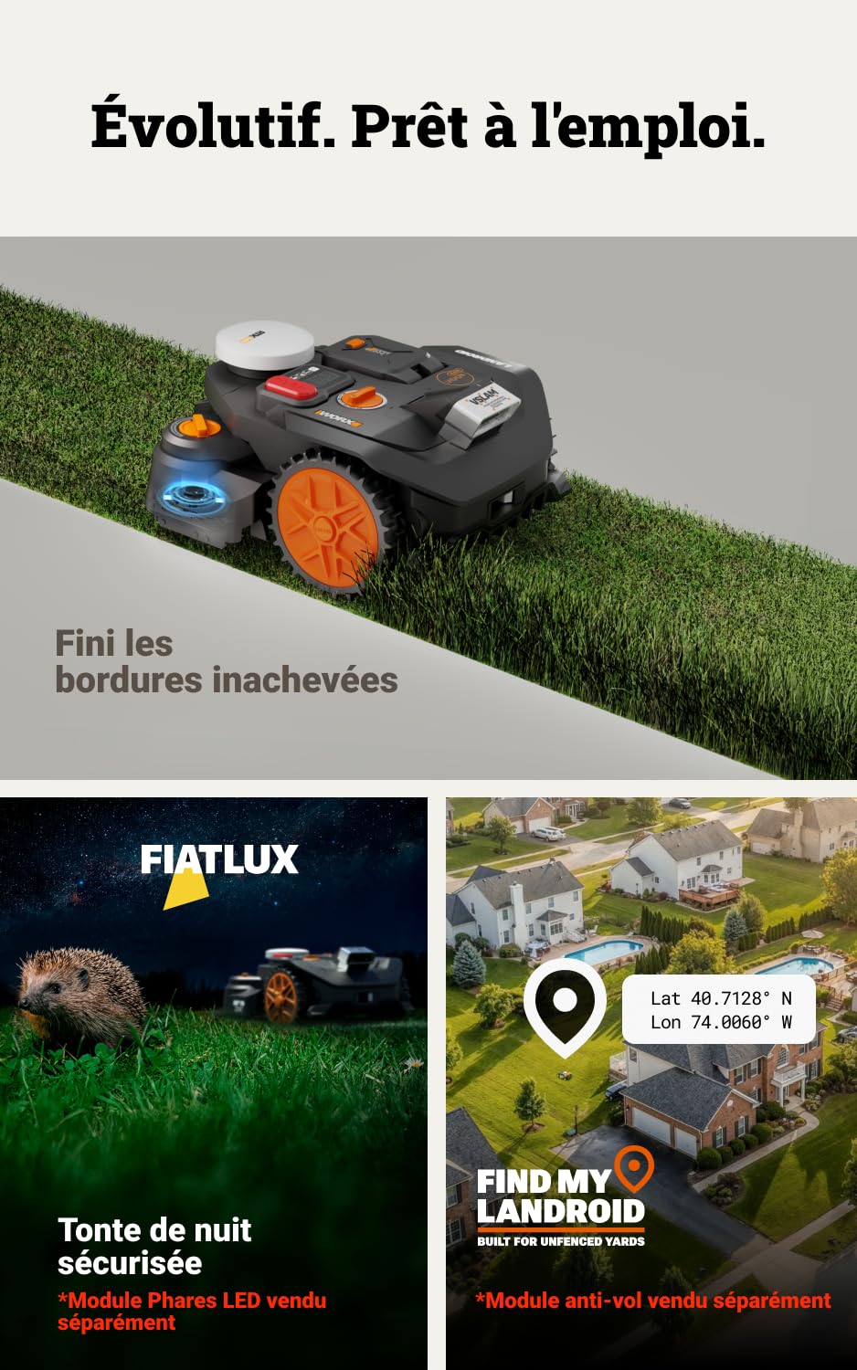 WORX Vision Cloud 2WD WR306E Robot Tondeuse 600 m² sans Fil périphérique + Garage (évitement d'obstacles par IA, Navigation VSLAM + RTK, cartographie Auto, contrôle Via Application, Cut-to-Zero)