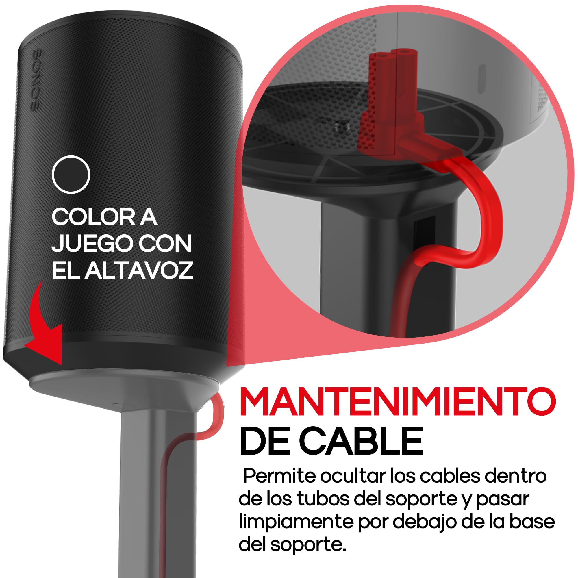 Sound bass ERA 100 Soporte de Suelo, Paquete Doble (2pcs), Compatible con Sonos ERA100 & ERA 100 SL, Sonos One & Play:1 Speakers, Accesorios Incluidos, Diseñado en el Reino Unido, Doble, Par (Negro)