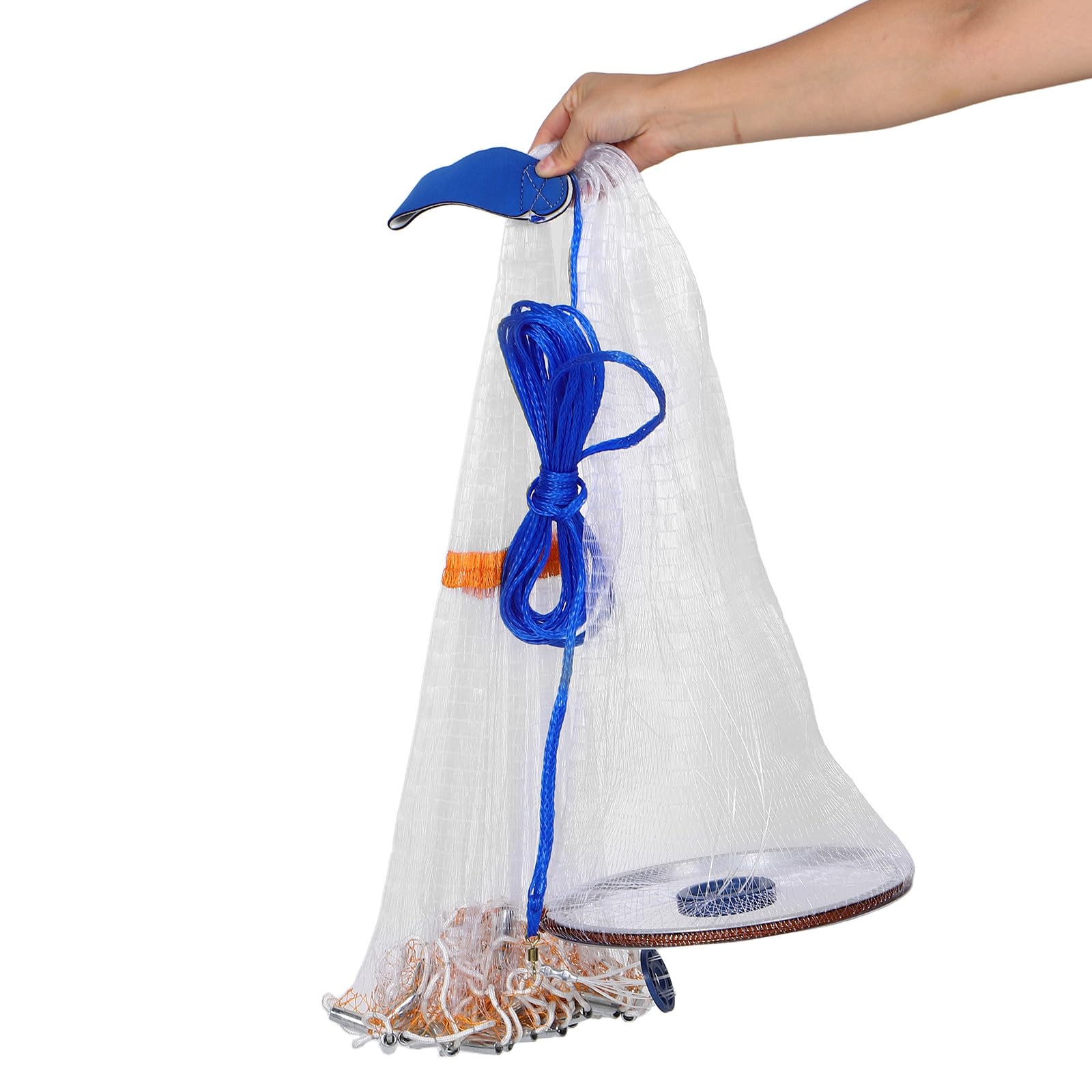 Toyvian Retino da Lancio Piccolo in Lega di Alluminio con Pesi in Acciaio Retino da Pesca per Esche in Acqua Naturale e Salata Trappola per Gamberetti a Mano con Rete Monofilamento Alta