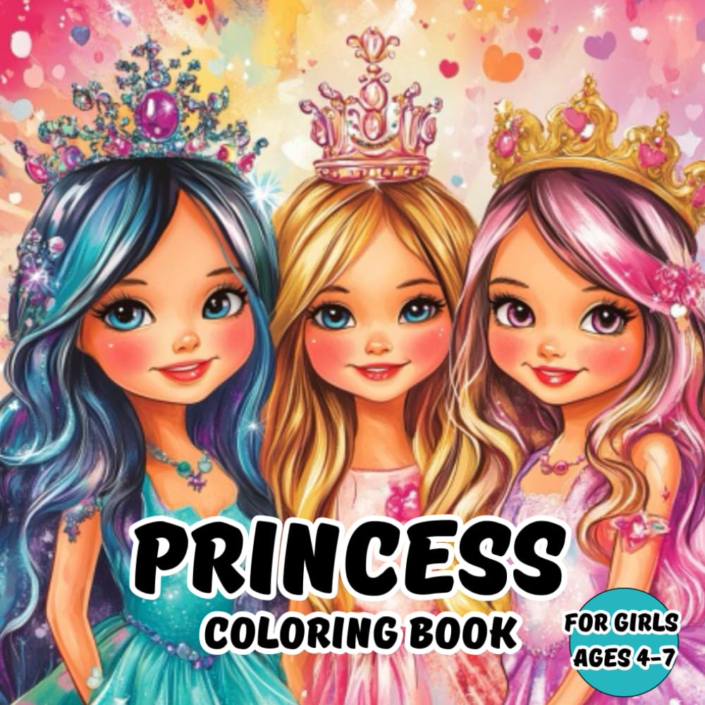 Princess Coloring Book for Girls Ages 4-7: A Wonderful Collection of Cute and Simple Designs for Little Artists