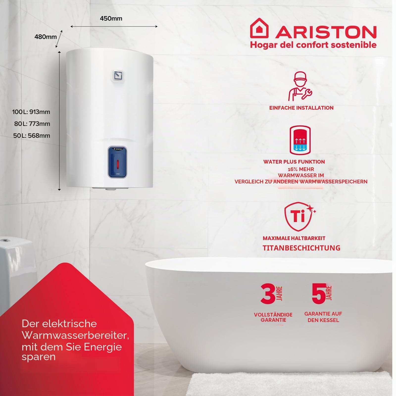 Ariston R Elektrische Thermoskanne Lydos R 50L, 50 Liter