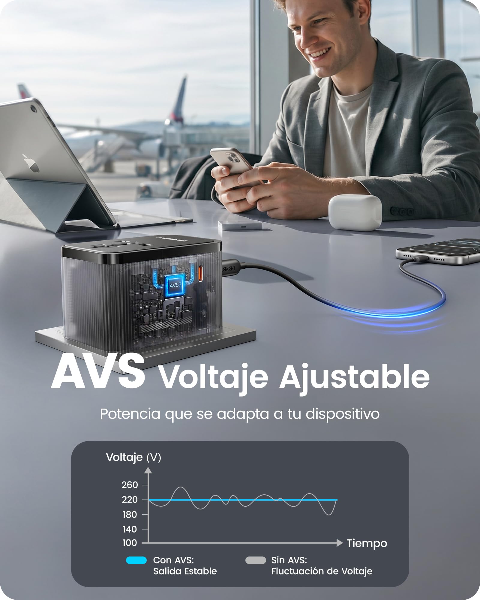 LENCENT 45W Adaptador Enchufe Universal, Enchufe Viaje Global | Carga Rápida 3 USB-C y 2 USB-A,Cargador Internacional para EE.UU., Reino Unido, Japón, Australia, India, Nepal,Tipo A/C/D/G/I